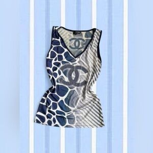 Chic Blue and White Women's Top